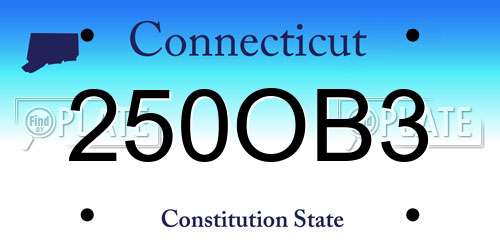 250OB3 Connecticut License Plate