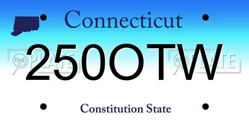 250OTW Connecticut License Plate