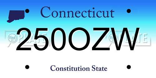 250OZW Connecticut License Plate