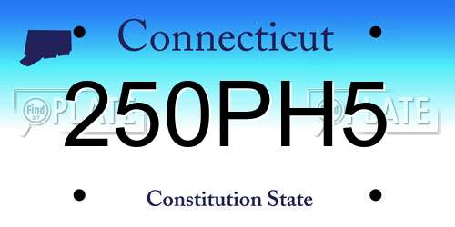 250PH5 Connecticut License Plate