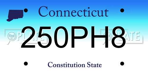 250PH8 Connecticut License Plate