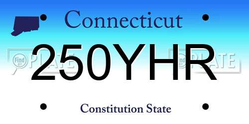 250YHR Connecticut License Plate