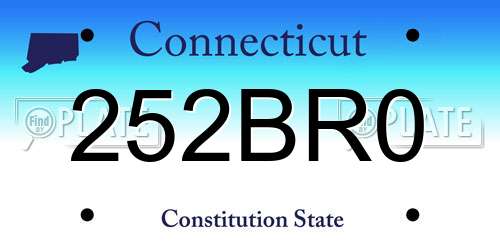 252BR0 Connecticut License Plate