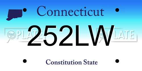 252LW Connecticut License Plate
