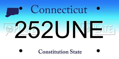252UNE Connecticut License Plate