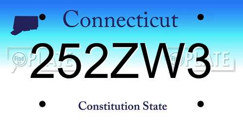252ZW3 Connecticut License Plate