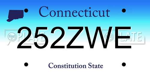252ZWE Connecticut License Plate