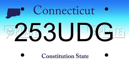 253UDG Connecticut License Plate