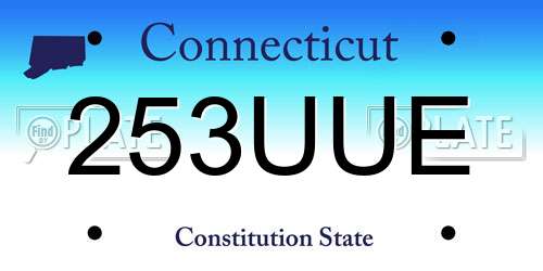 253UUE Connecticut License Plate