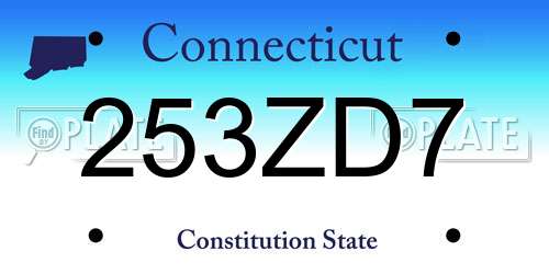 253ZD7 Connecticut License Plate