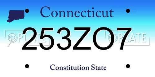 253ZO7 Connecticut License Plate