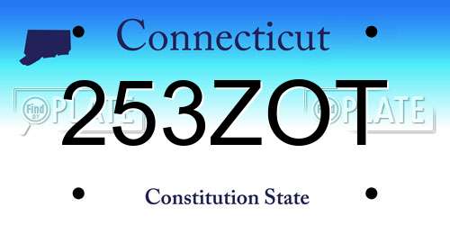 253ZOT Connecticut License Plate