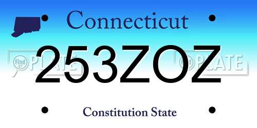 253ZOZ Connecticut License Plate