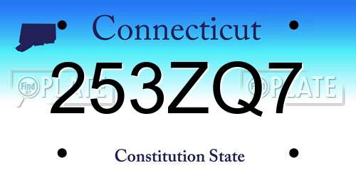 253ZQ7 Connecticut License Plate