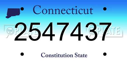 2547437 Connecticut License Plate