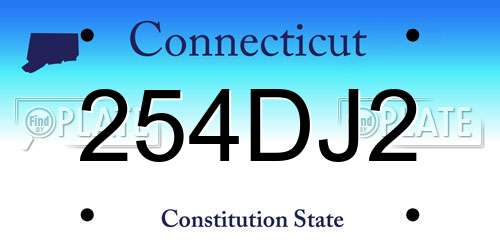 254DJ2 Connecticut License Plate
