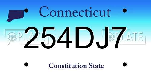 254DJ7 Connecticut License Plate