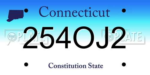 254OJ2 Connecticut License Plate