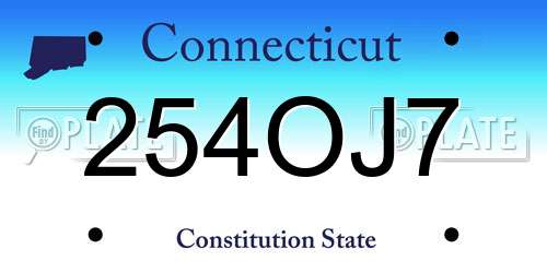 254OJ7 Connecticut License Plate