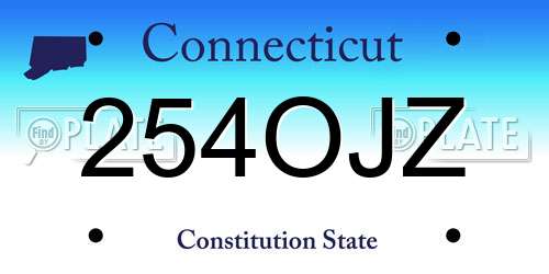 254OJZ Connecticut License Plate