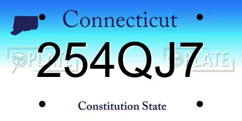 254QJ7 Connecticut License Plate