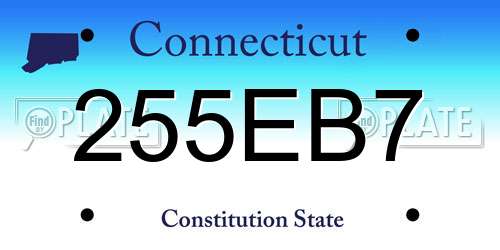 255EB7 Connecticut License Plate