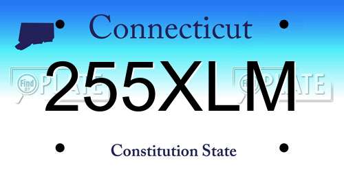 255XLM Connecticut License Plate