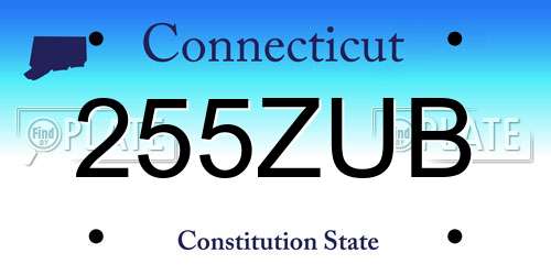 255ZUB Connecticut License Plate