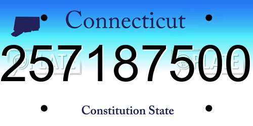 257187500 Connecticut License Plate