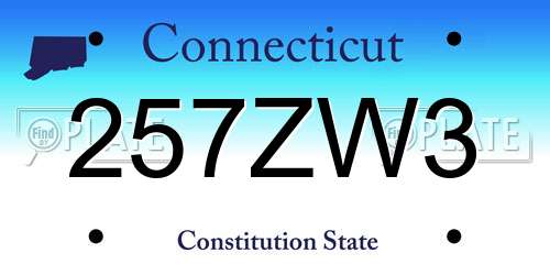 257ZW3 Connecticut License Plate