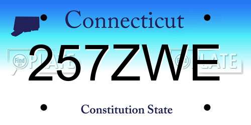 257ZWE Connecticut License Plate
