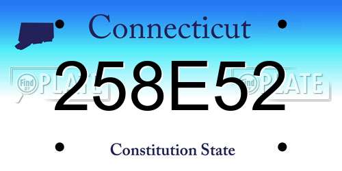 258E52 Connecticut License Plate