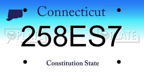 258ES7 Connecticut License Plate