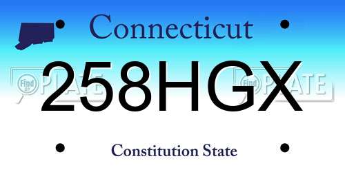 258HGX Connecticut License Plate