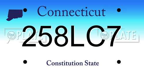 258LC7 Connecticut License Plate
