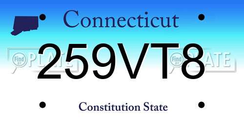 259VT8 Connecticut License Plate