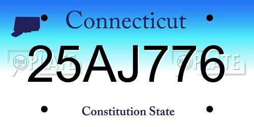 25AJ776 Connecticut License Plate