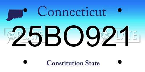 25BO921 Connecticut License Plate