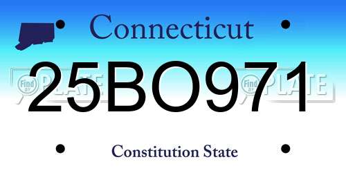 25BO971 Connecticut License Plate