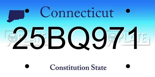 25BQ971 Connecticut License Plate