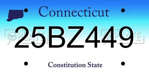 25BZ449 Connecticut License Plate