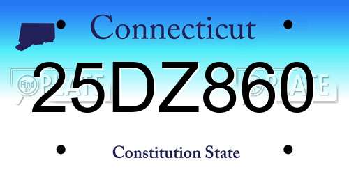 25DZ860 Connecticut License Plate