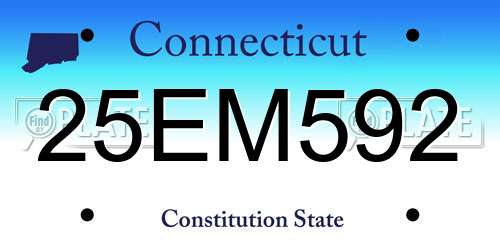 25EM592 Connecticut License Plate