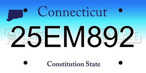 25EM892 Connecticut License Plate