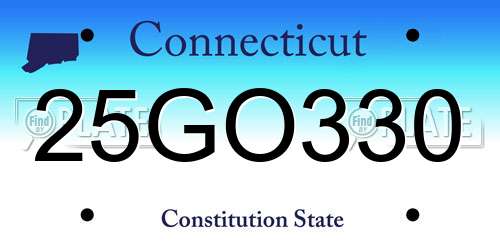 25GO330 Connecticut License Plate