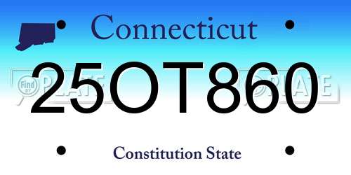 25OT860 Connecticut License Plate