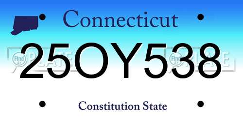 25OY538 Connecticut License Plate