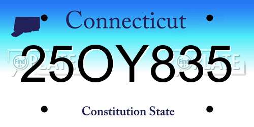 25OY835 Connecticut License Plate