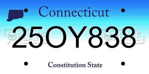 25OY838 Connecticut License Plate