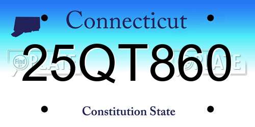 25QT860 Connecticut License Plate